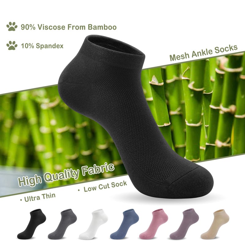 SERISIMPLE Women Ankle Soft Ultra Thin Mesh Beathable Viscose Bamboo Anti Odor Summer Cool Socks Low Cut Sock 5 Pairs,4-8/9-11 (Black, Large) - Image 5